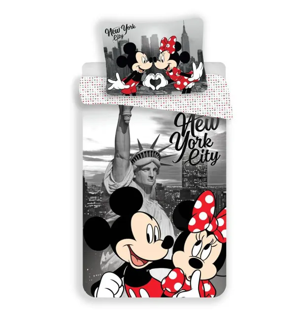 Pościel dziecięca 140x200 Myszka Miki Mini Minnie Mickey Mouse 8439 Nowy Jork New York poszewka 70x90