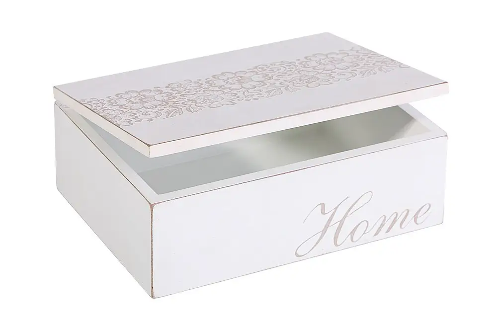 Pudełko dokarcyjne 22x16x8 Lili Box 1/01 drewniane białe kwiaty Home