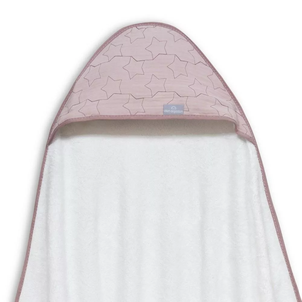 Okrycie kąpielowe 100x100 Musseline  biały różowy ręcznik z kapturkiem