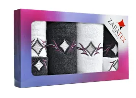 Komplet ręczników w pudełku 6 szt Lotos biały grafitowy po 2szt. 30x50 50x90 70x140 400g/m2