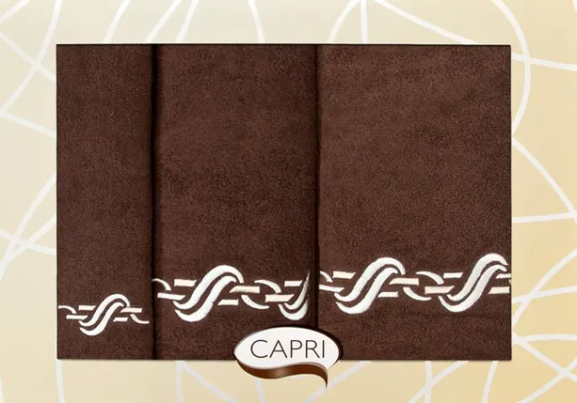 Komplet ręczników w pudełku Capri 3 cz. Wije 04 brąz+krem Eurofirany