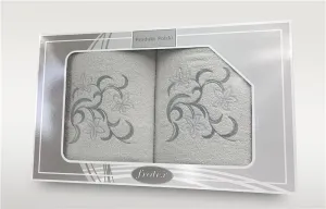 Komplet ręczników w pudełku 2 szt 50x90   70x140 Gift biały wzór 3 Frotex