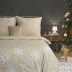 Pościel świąteczna 160x200 Santa 6  beżowa śnieżynki bawełniana Eurofirany