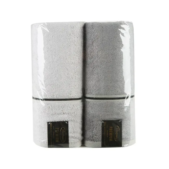 Komplet ręczników 2szt T/0410 srebrny stalowy zestaw upominkowy na prezent Eurofirany