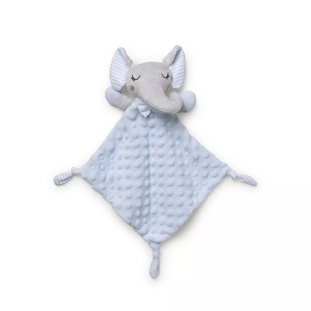 Okrycie kąpielowe 100x100 Słoń biały  niebieski ręcznik z kapturkiem + przytulanka