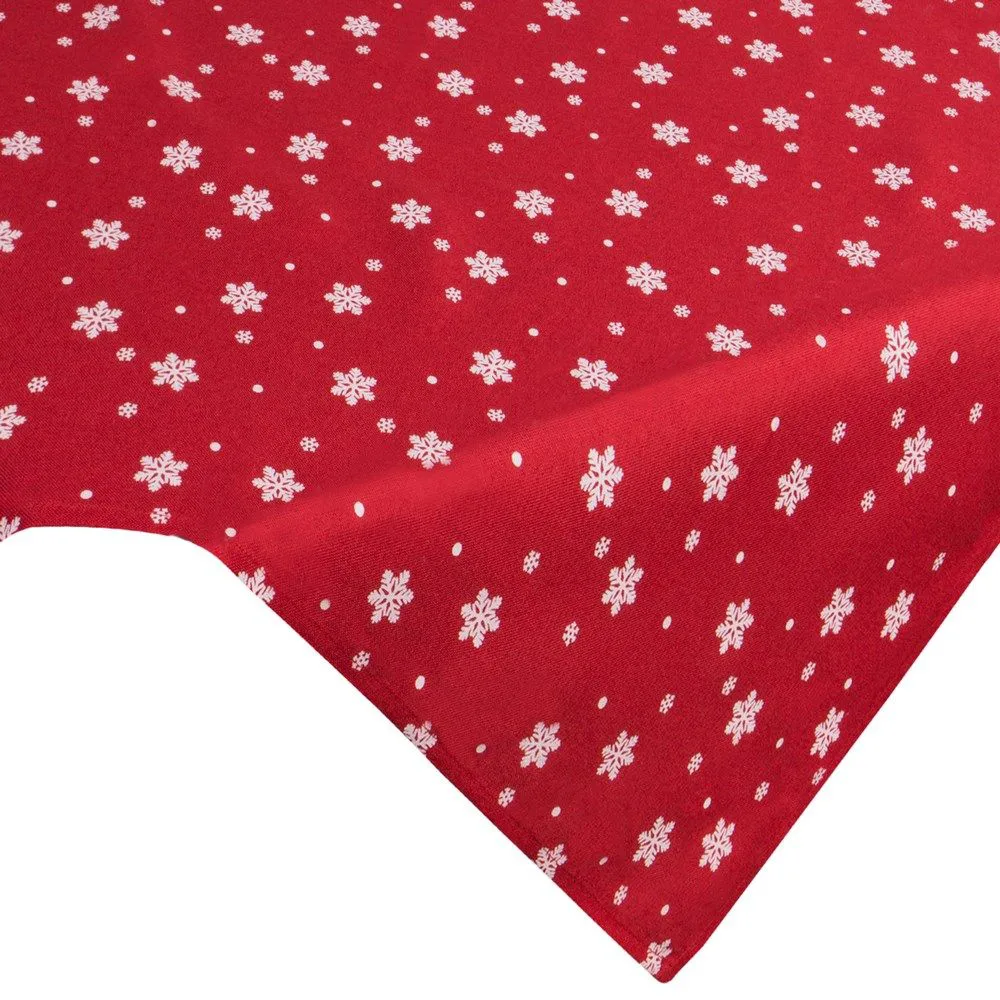 Obrus świąteczny 30x40 Carly czerwony biały śnieżynki Eurofirany