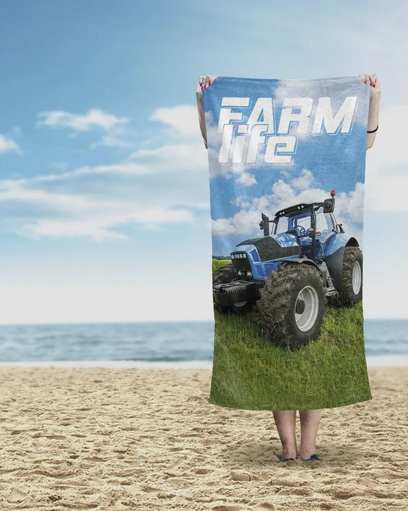 Ręcznik plażowy 70x140 traktor niebieski zielony 68_BT plaża 12