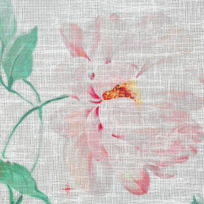 Zazdroska 30x150 Asteja biała różowa gotowa na tunel wzór kwiatowy zasłona Eurofirany