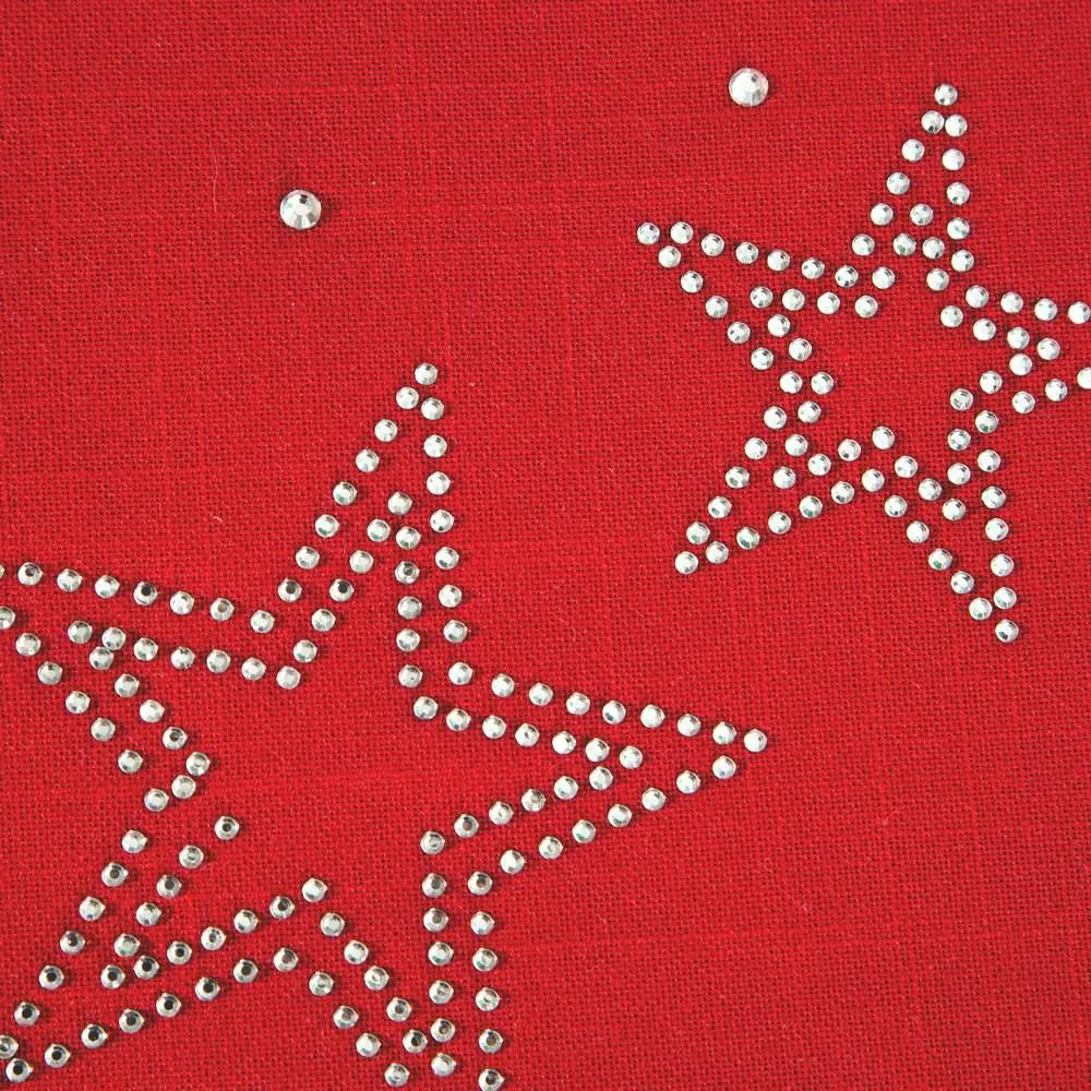 Obrus świąteczny 85x85 Aurelia czerwony gwiazdki cekinki Eurofirany