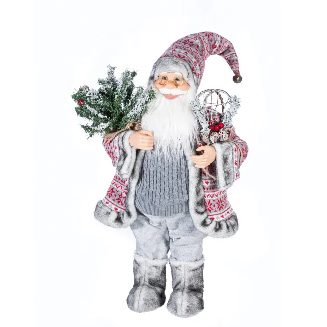 Ozdoba świąteczna Święty Mikołaj Olaf 2 28x19x60 biały stalowy