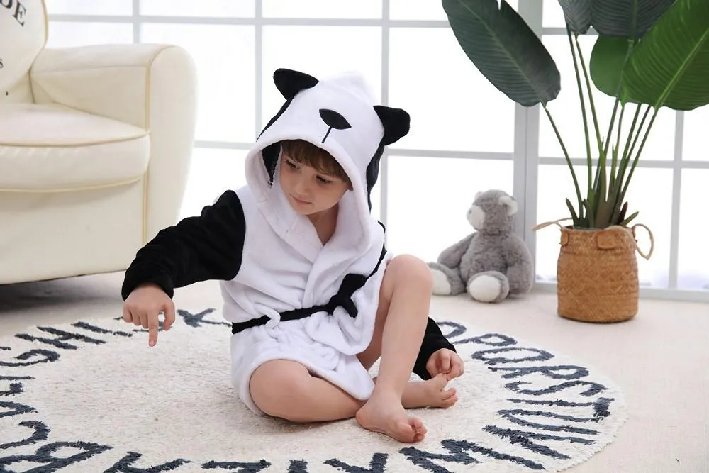 Szlafrok dziecięcy Panda 120 M biały czarny