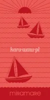 Ręcznik plażowy 70x140 Miramare 12 czerwony łódki boats welurowy 3952 Faro