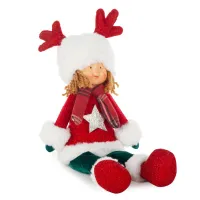 Ozdoba świąteczna Doll lalka 17x9x45 czerwona Eurofirany