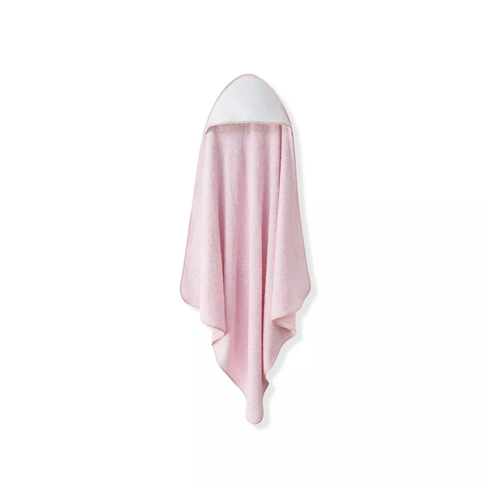 Okrycie kąpielowe 100x100 Punto 2 biały  różowy ręcznik z kapturkiem + śliniaczek