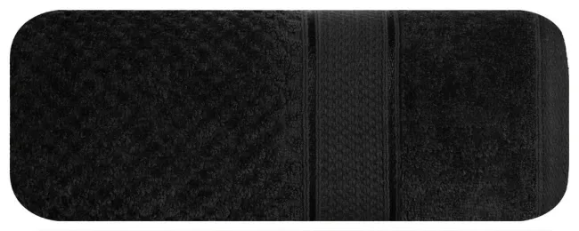 Ręcznik Jessi 70x140 czarny frotte 500g/m2 z fakturą wytłaczanej krateczki i welurową bordiurą Eurofirany