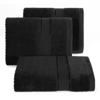 Ręcznik Jessi 70x140 czarny frotte 500g/m2 z fakturą wytłaczanej krateczki i welurową bordiurą Eurofirany