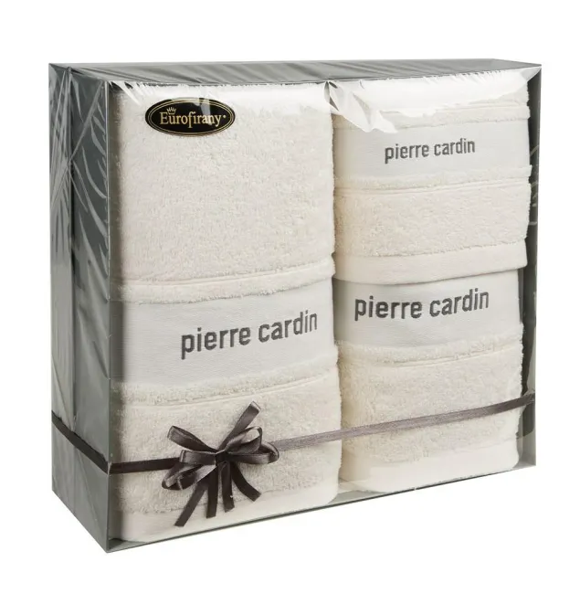 Komplet ręczników 3szt T/0396 kremowy Pierre Cardin zestaw upominkowy w pudełku na prezent Eurofirany