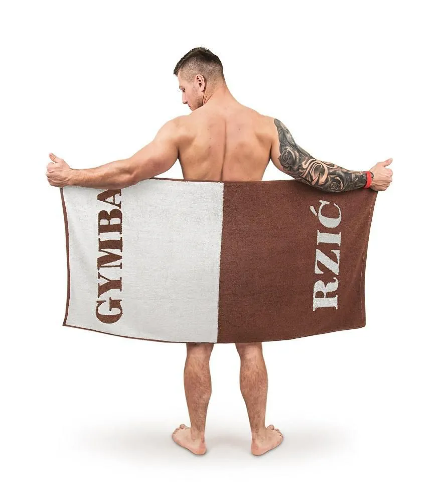 Ręcznik Gymba Rzić 70x140 kremowy brązowy gadżet na prezent kąpielowy