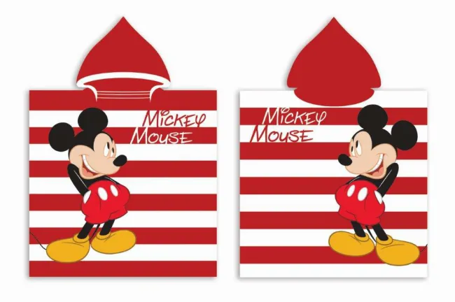 Poncho dla dzieci 50x100 Myszka Miki Mickey Mouse czerwone 8220 ręcznik z kapturem dziecięce