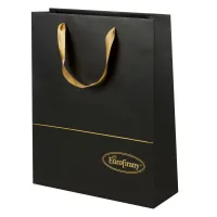 Torba prezentowa 36x12x44 Premium czarna złota papierowa opakowanie na prezent Eurofirany