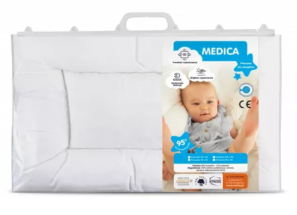 Poduszka antyalergiczna 40x60 Medica      dziecięca płaska biała 150g Inter Widex