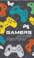 Ręczniczek do przedszkola 30x50 Game Over Gamers 1170 pady makes history grafitowy dziecięcy bawełniany