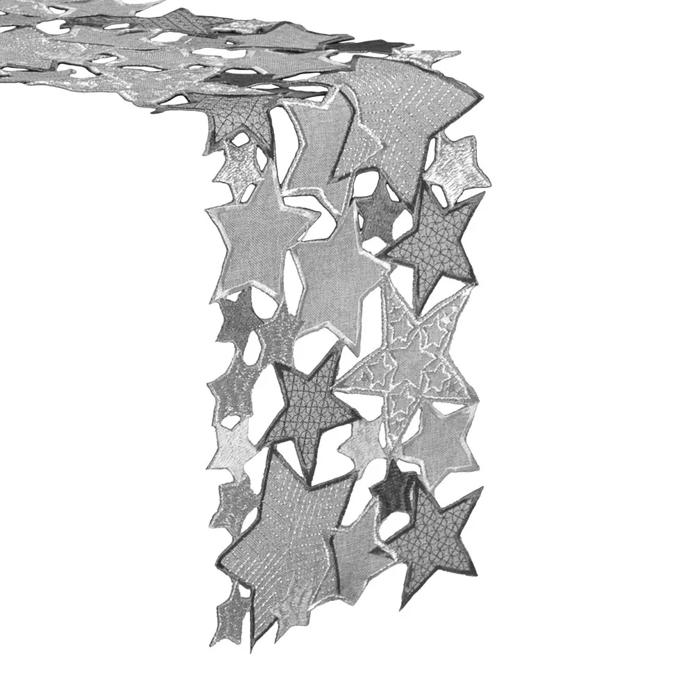 Obrus świąteczny 20x160 Harriet szary srebrny gwiazdy Eurofirany