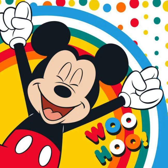 Ręcznik do przedszkola 30x30 Myszka Miki Mickey Mouse kolorowa tęcza grochy 5154