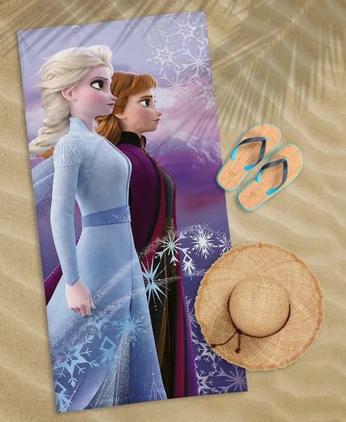 Ręcznik plażowy 70x140 Frozen 03 Kraina Lodu Anna i Elsa 2641 bawełniany dziecięcy śnieżynki