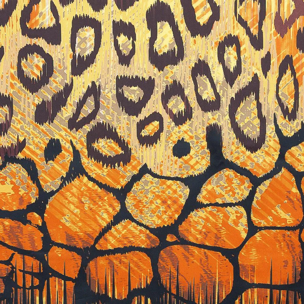 Pościel satynowa 220x200 cętki motyw zwierzęcy panterka żółta pomarańczowa czarna Cecil Eva Minge