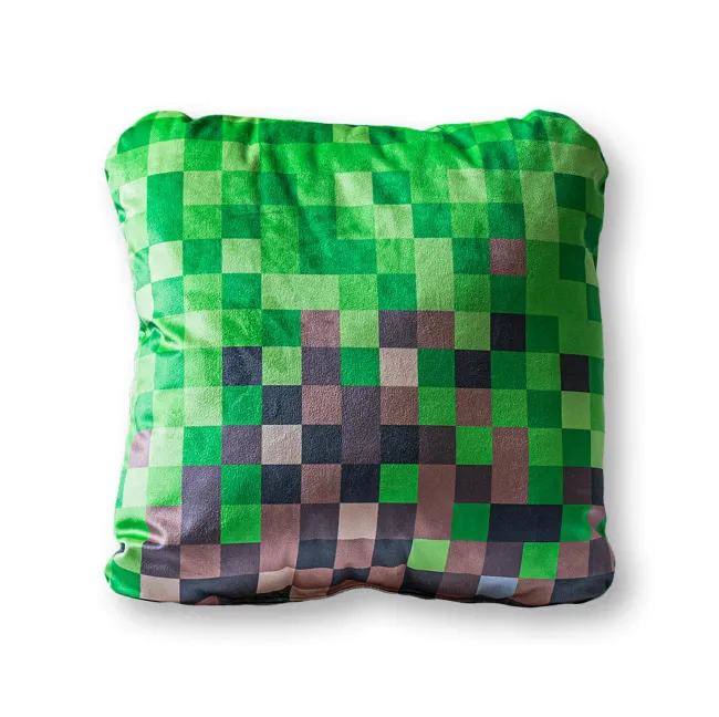 Poduszka przytulanka Kształtka 40x30 020  Pixele zielona brązowa
