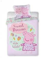 Pościel bawełniana 100x135 Świnka Peppa sweet dreams różowa 2600 poszewka 40x60