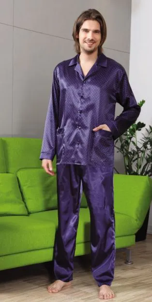 Piżama męska satynowa 750 rozmiar XL- 1 Granatowa