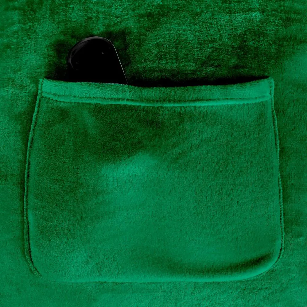 Koc ponczo tv z rękawami z mikrofibry zielony ciemny 150x180 Tony