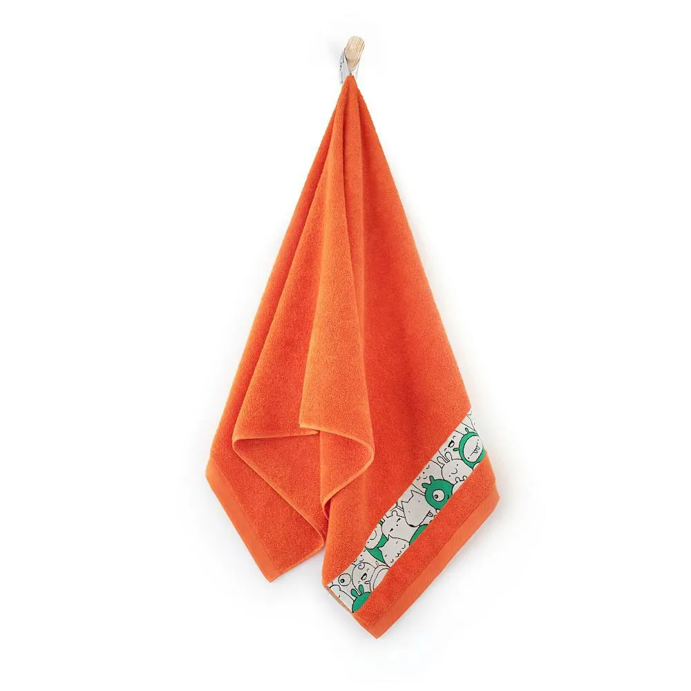 Ręcznik 70x130 Slames zwierzątka Oranż-K17-5195 pomarańczowy frotte bawełniany dziecięcy