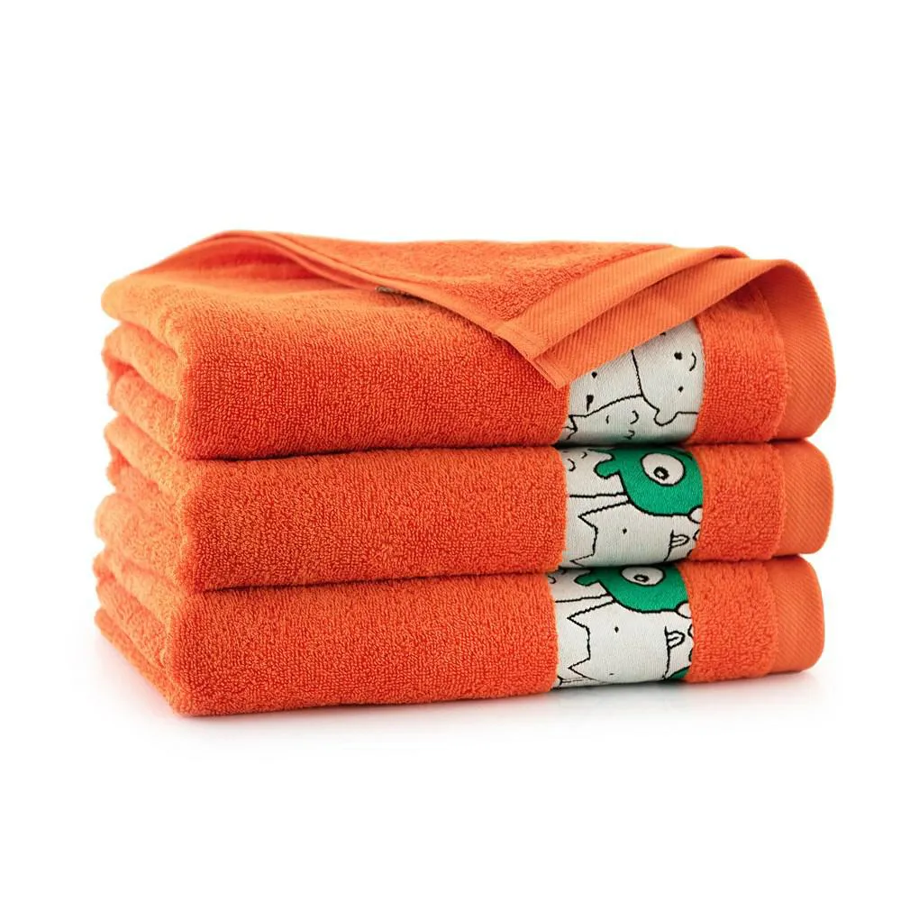 Ręcznik 70x130 Slames zwierzątka Oranż-K17-5195 pomarańczowy frotte bawełniany dziecięcy