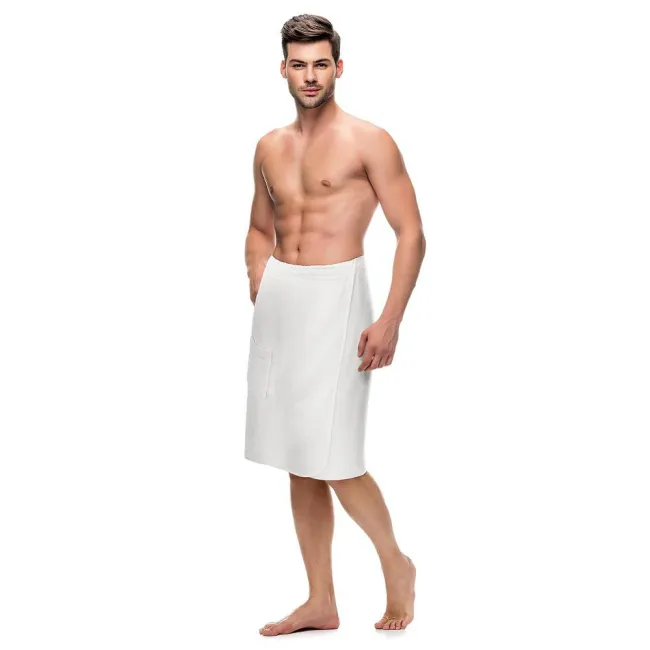 Ręcznik męski do sauny Kilt L/XL biały  frotte bawełniany