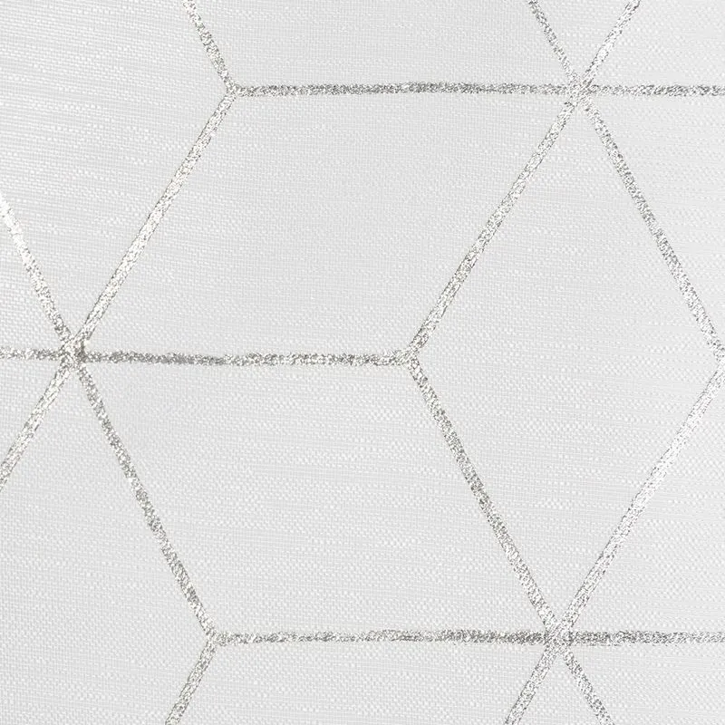 Firana 140x250 Seylna biała srebrna       geometryczna gotowa na przelotkach Eurofirany E12