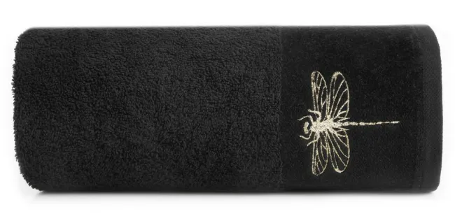 Ręcznik Lori 1 50x90 czarny ważka 485g/m2 frotte Eurofirany