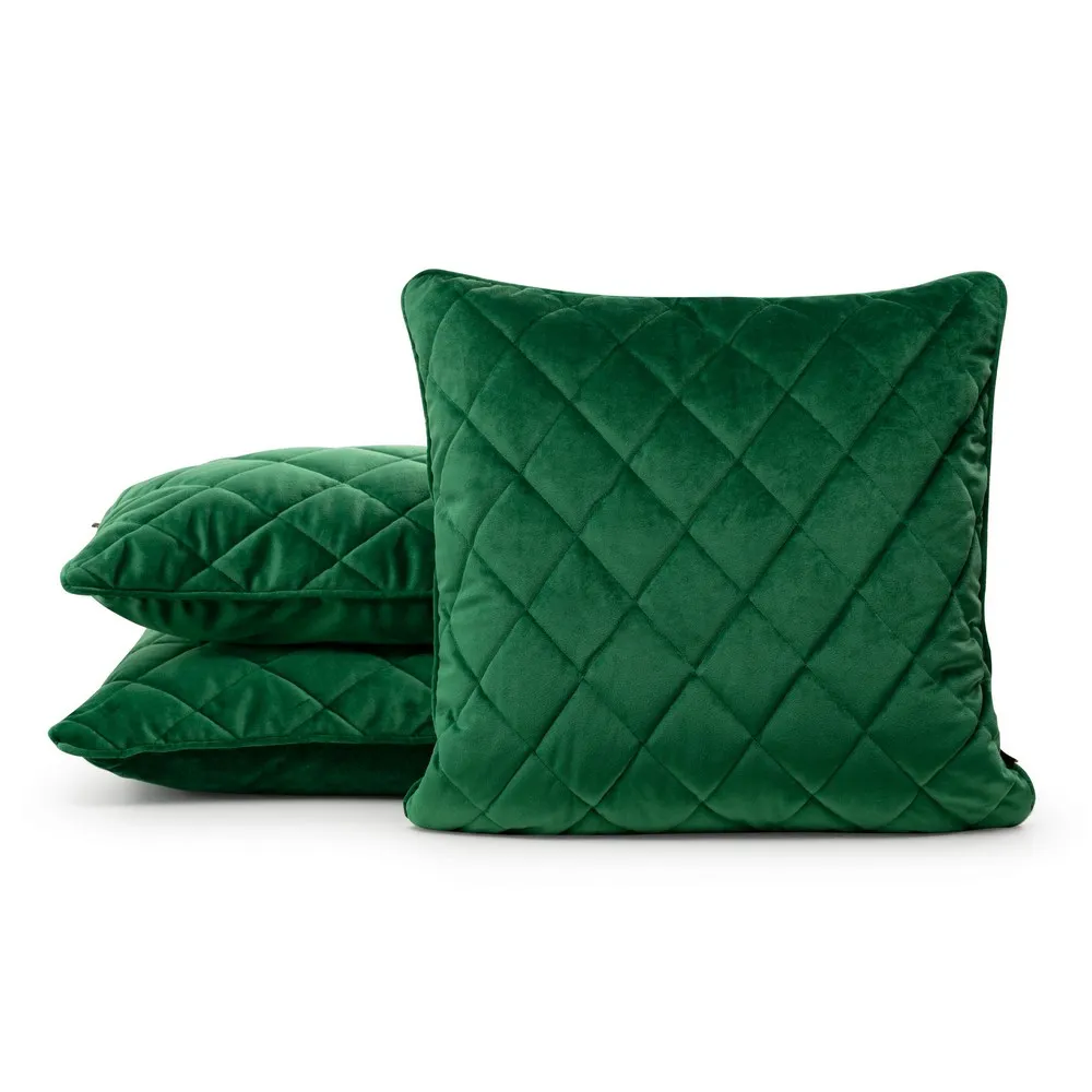 Poduszka dekoracyjna 50x50 Velvet 28 G zielona ciemna welwetowa geometryczna Eurofirany
