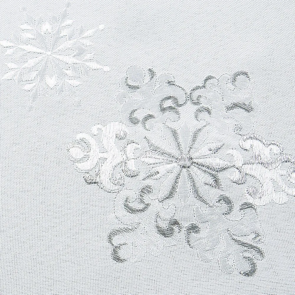 Obrus świąteczny 33x175 Mia 1 śnieżynki biały srebrny Eurofirany