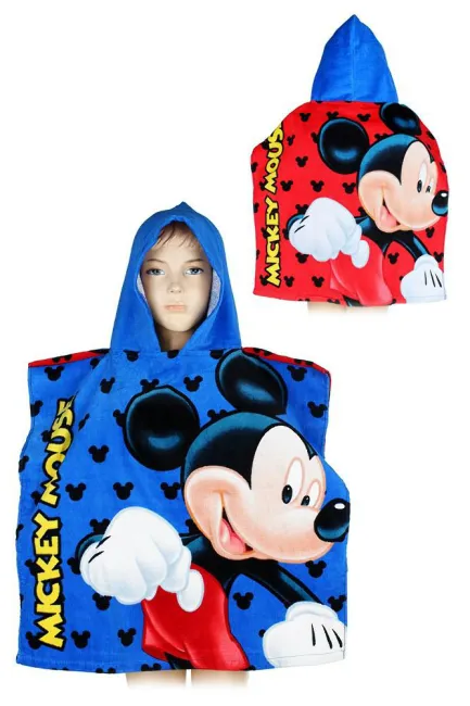 Poncho dla dzieci 55x110 Myszka Miki 4574 Mickey Mouse ręcznik z kapturem