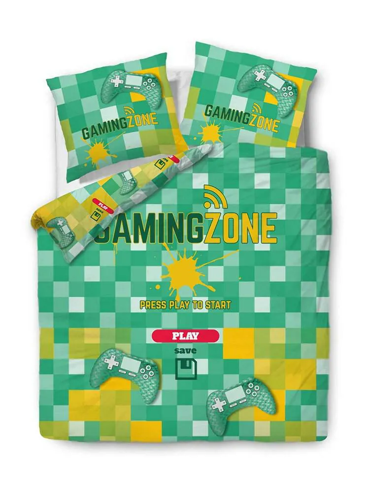 Pościel bawełniana 140x200 gaming zone zielona piksele 61504/1 Panelove 4