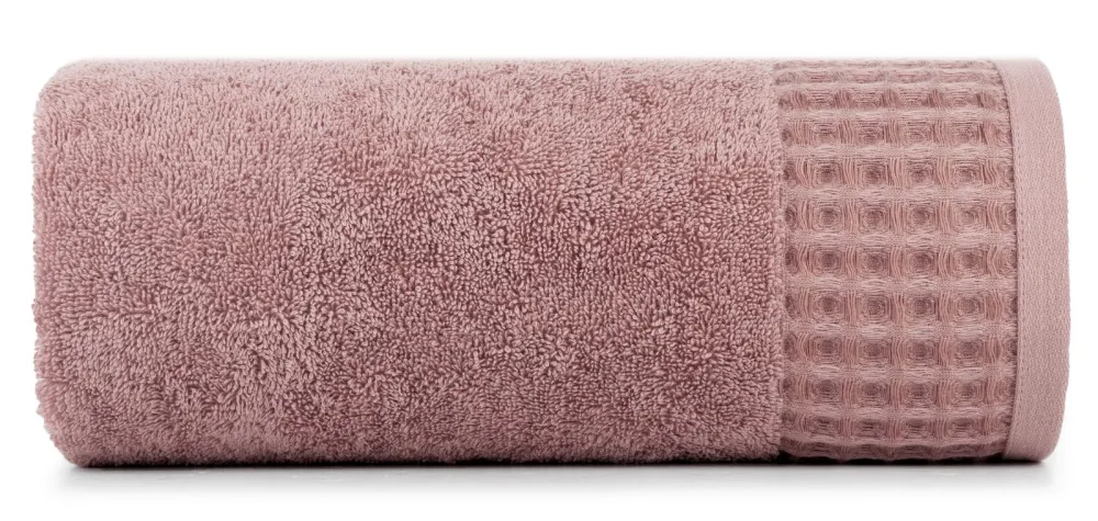 Ręcznik Avinion 50x90 liliowy frotte z ozdobną bordiurą z wzorem wafla 500 g/m2 Terra Collection Eurofirany