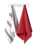 Zestaw ręczników kuchennych 38x63 czerwony biały pasy frotte komplet 2 szt. Bobby 5 bawełniany