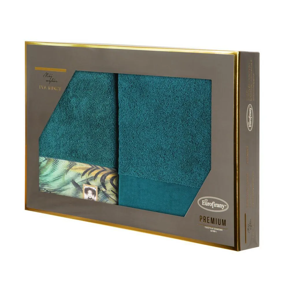 Komplet ręczników w pudełku Collin 2szt 50x90 turkusowy 500g/m2 frotte Eva Minge Eurofirany