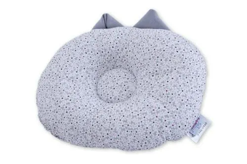 Poduszka dla niemowląt Kitty przeciwodkształceniowa szara kwiatuszki TDDPK-02 do karmienia