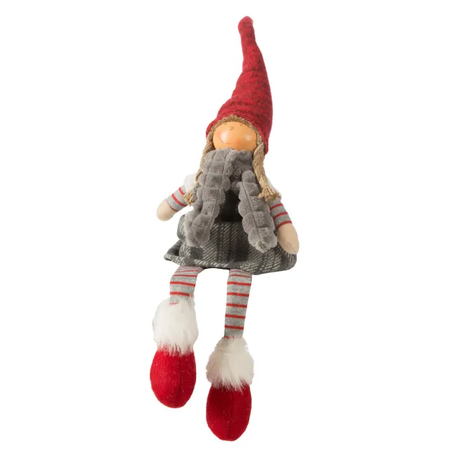 Ozdoba świąteczna Doll lalka 19A 42cm srebrna czerwona