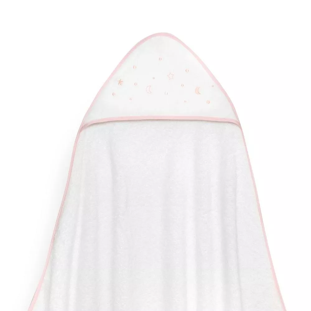 Okrycie kąpielowe 100x100 Esrellas biały  różowy ręcznik z kapturkiem + śliniaczek