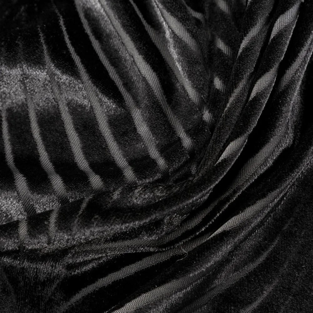 Zasłona 140x250 Lussi czarna gotowa na przelotkach welwetowa z żakardowym wzorem Eurofirany